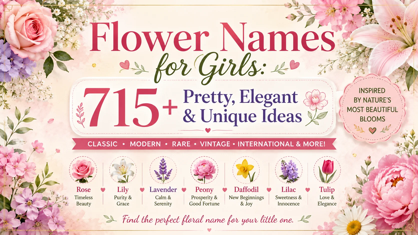 Flower Names for Girls 715+ Pretty, Elegant & Unique Ideas 🌷