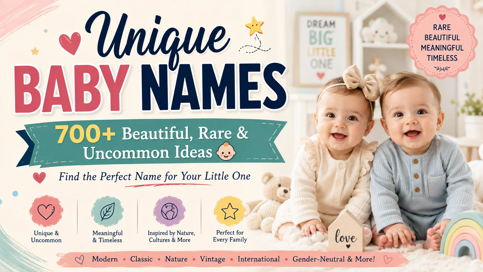 Unique Baby Names 700+ Beautiful, Rare & Uncommon Ideas 👶