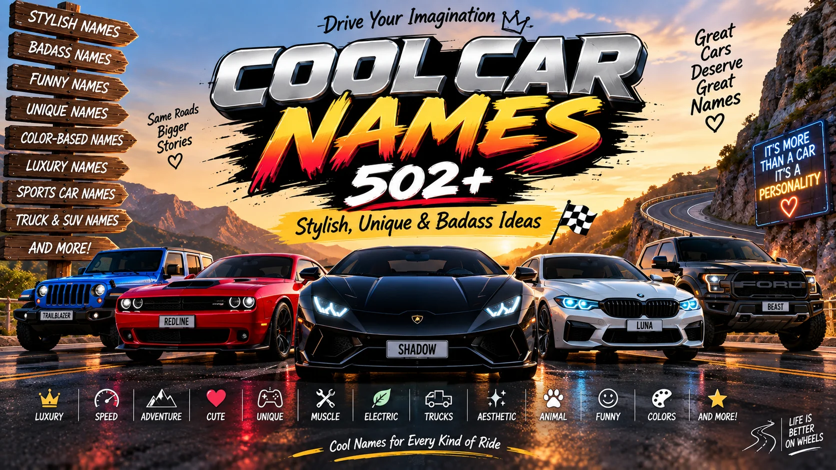 Cool Car Names 502+ Stylish, Unique & Badass Ideas 🚗🔥