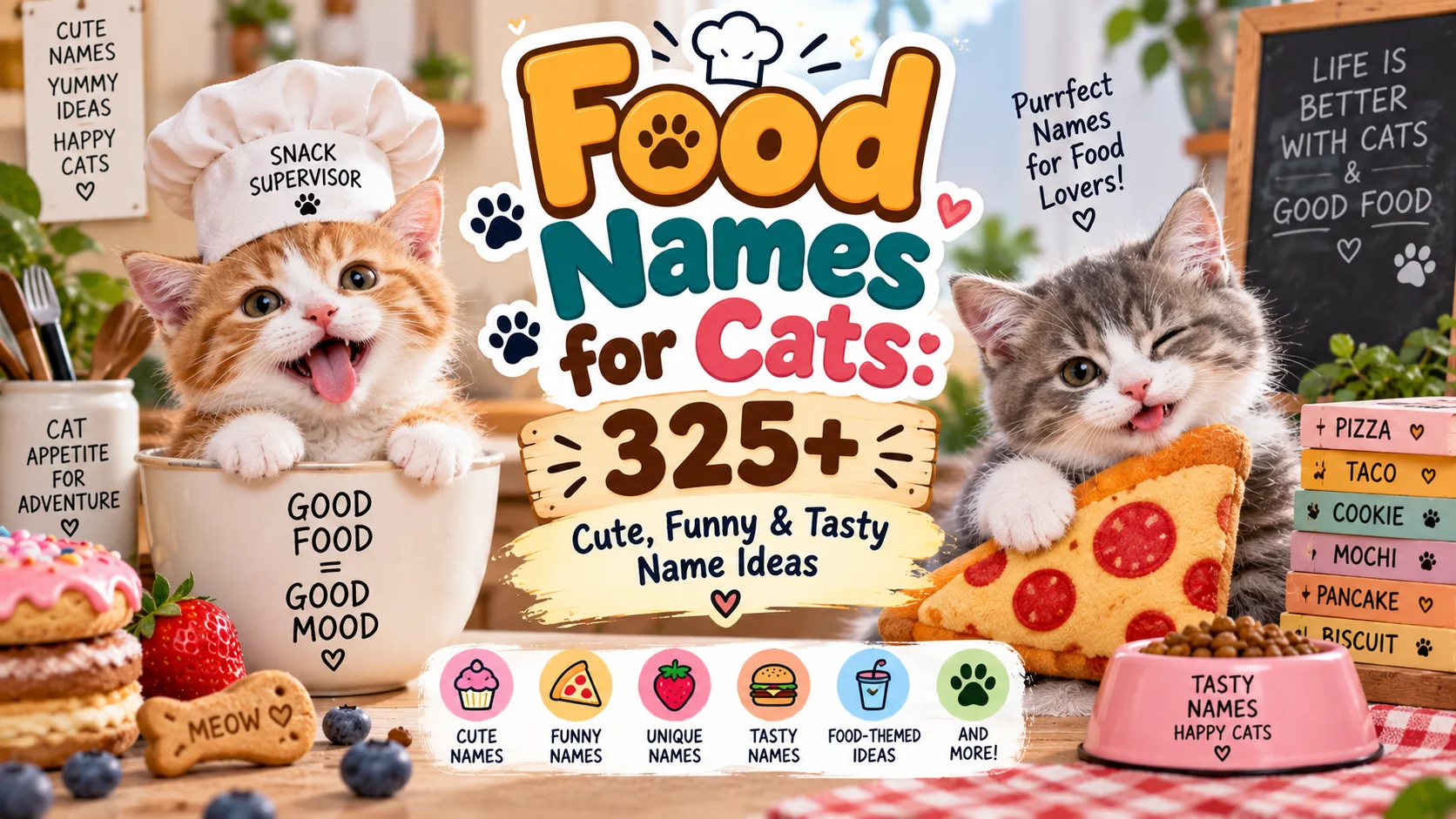Food Names for Cats 325+ Cute, Funny & Tasty Name Ideas 🐱🍕