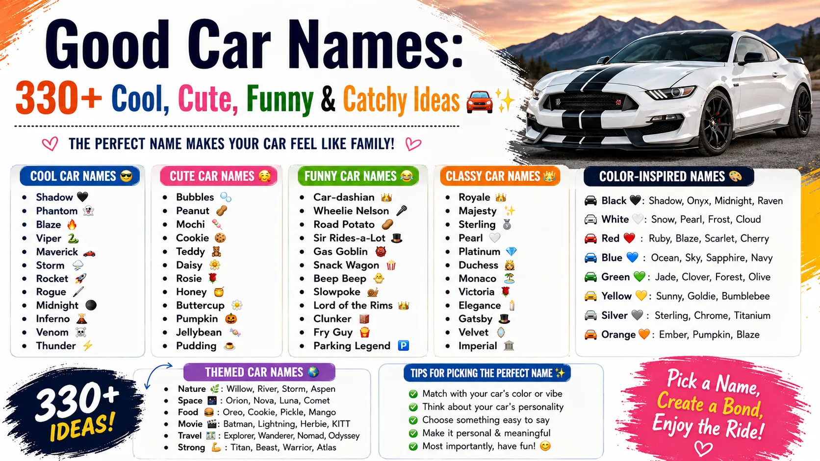 Good Car Names 330+ Cool, Cute, Funny & Catchy Ideas 🚗✨