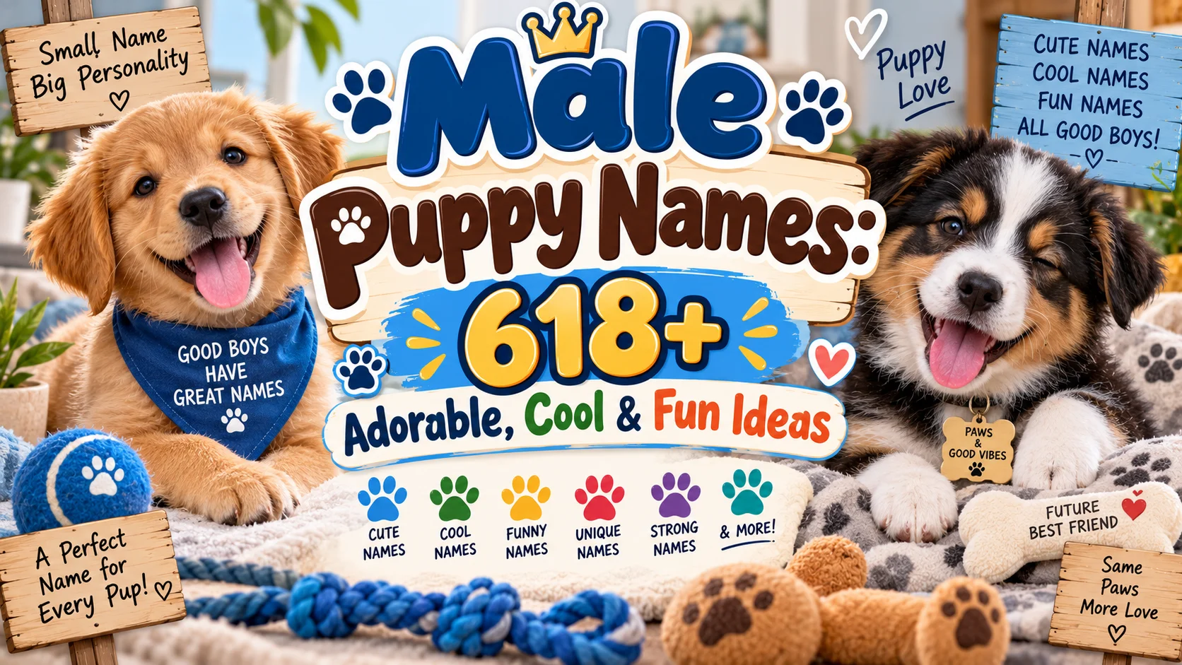 Male Puppy Names 618+ Adorable, Cool & Fun Ideas 🐾💙