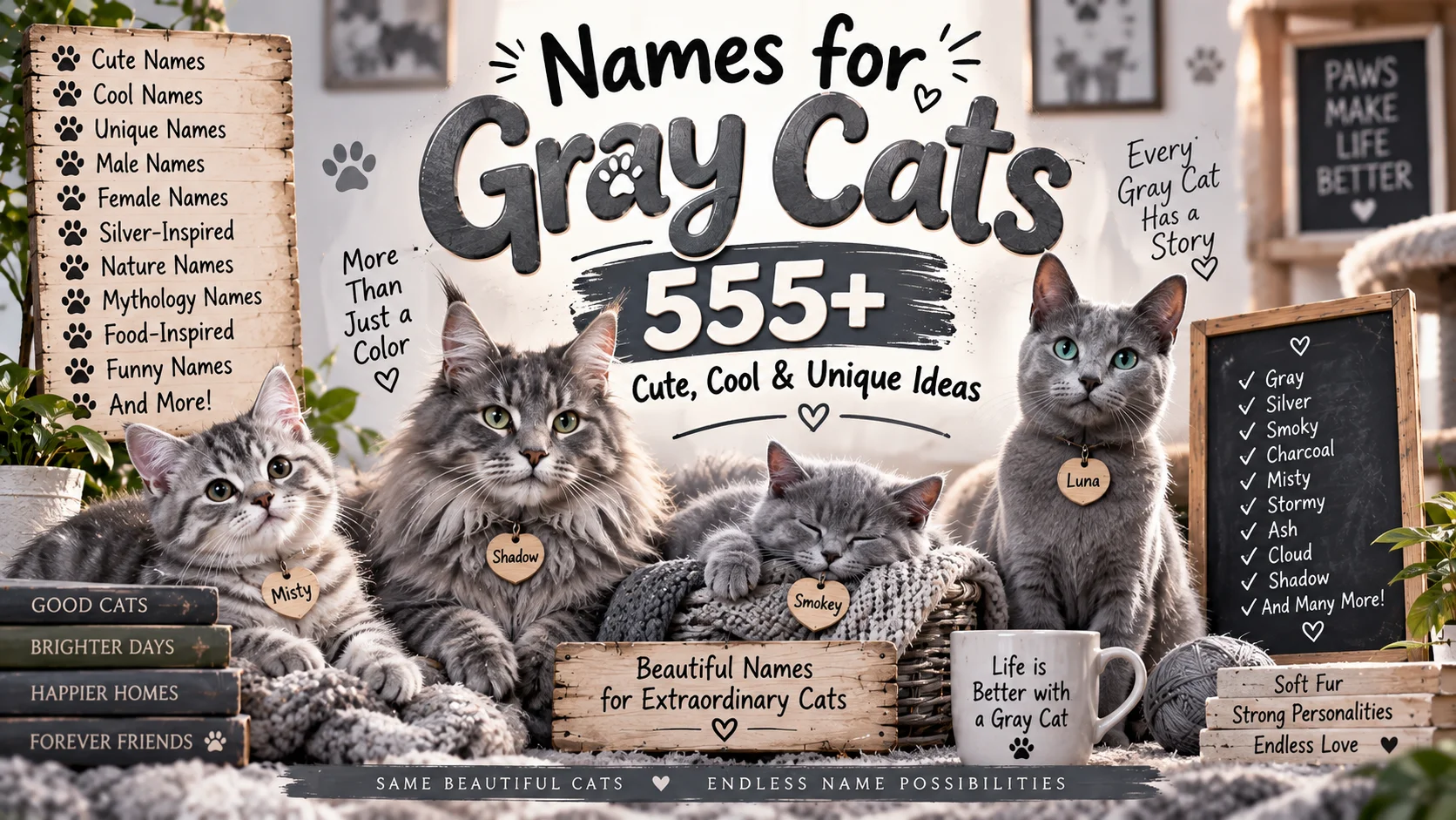 Names for Gray Cats 555+ Cute, Cool & Unique Ideas 🐈‍⬛🩶