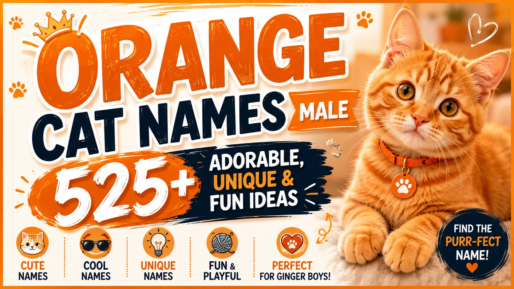 Orange Cat Names Male 525+ Adorable, Unique & Fun Ideas 🐾