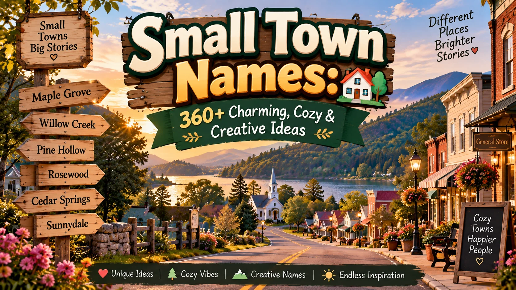Small Town Names 360+ Charming, Cozy & Creative Ideas 🏡✨