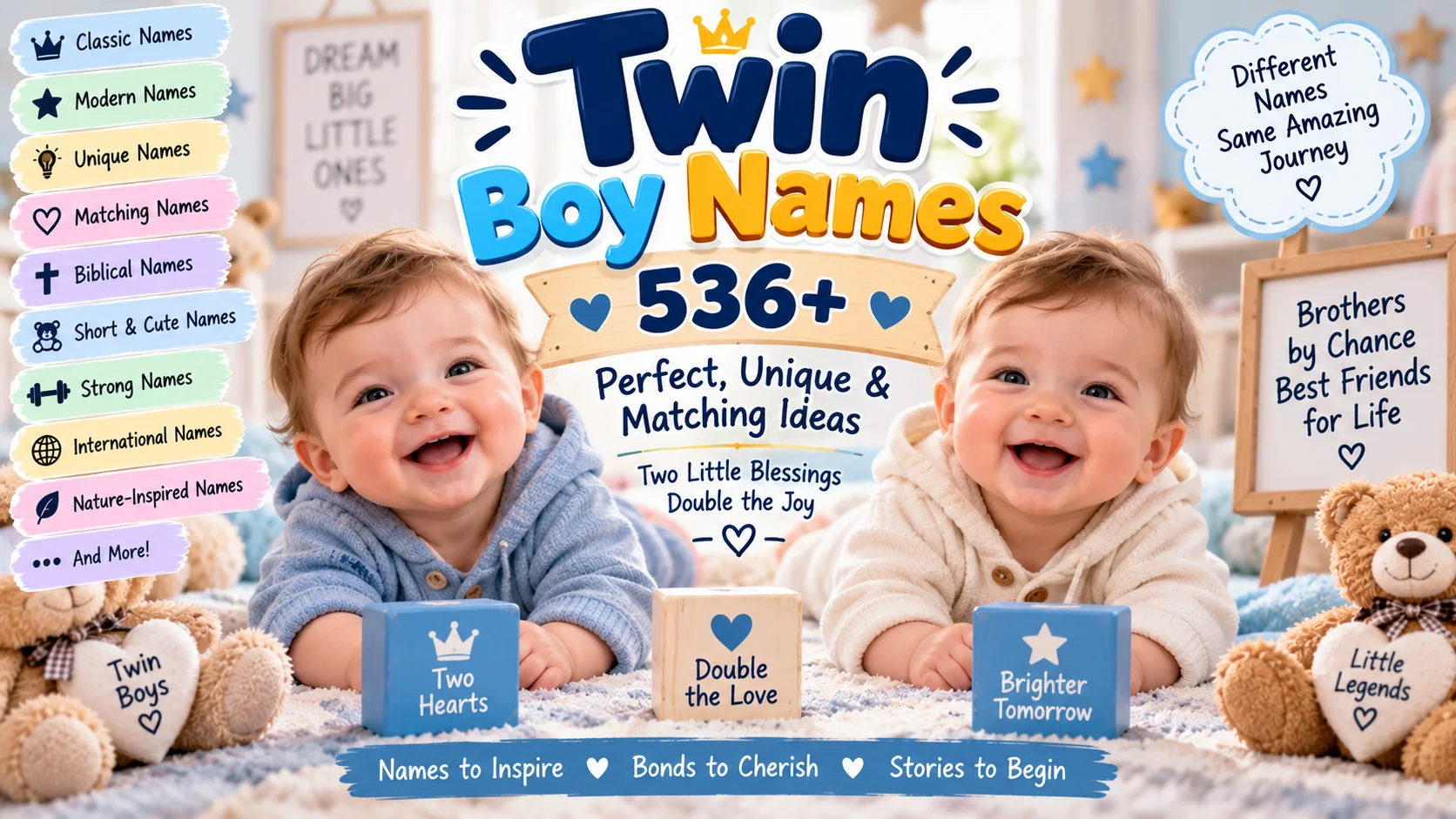 Twin Boy Names 536+ Perfect, Unique & Matching Ideas 👬💙